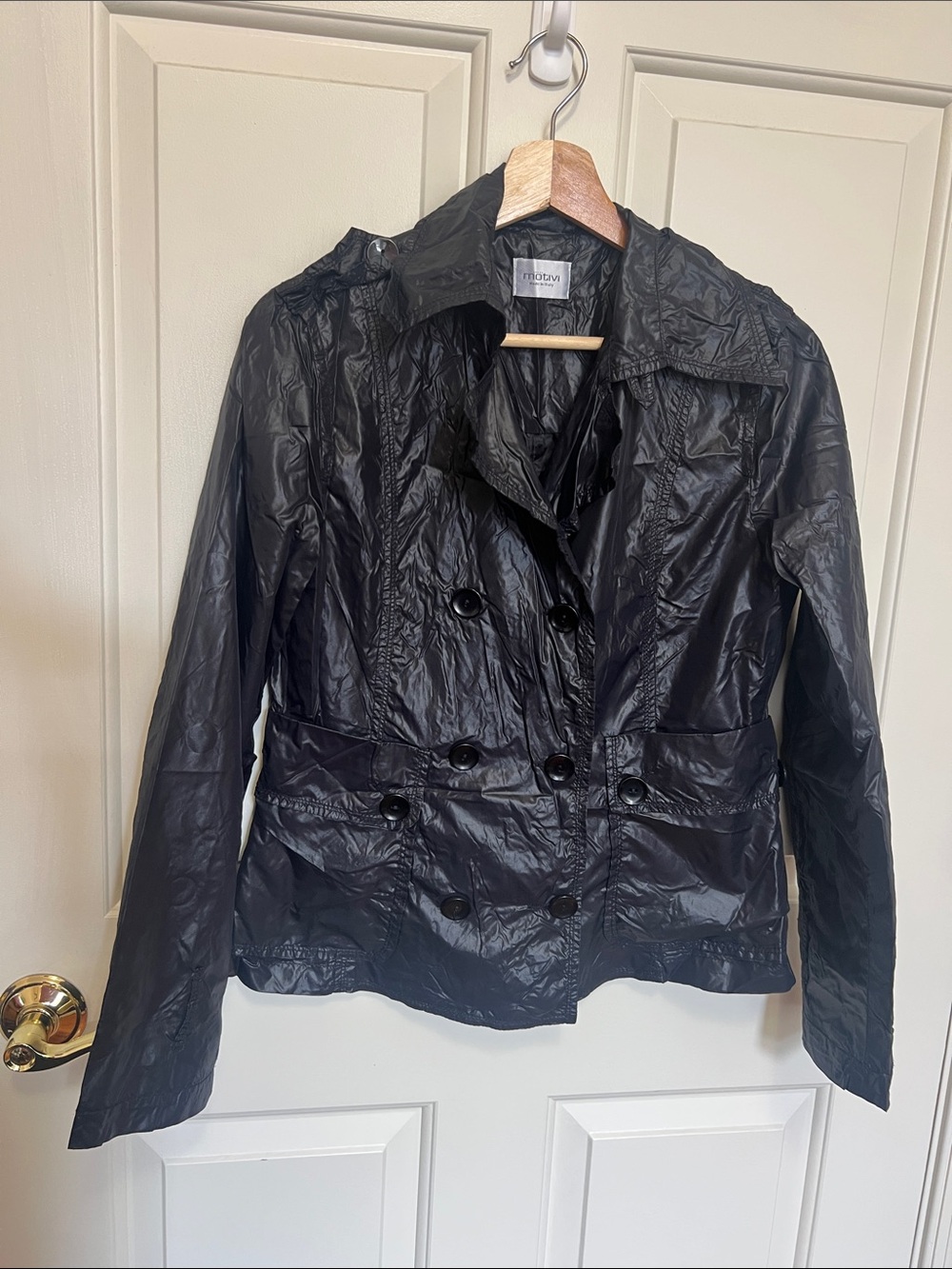 Motivi Black Double-Breasted Trench Coat